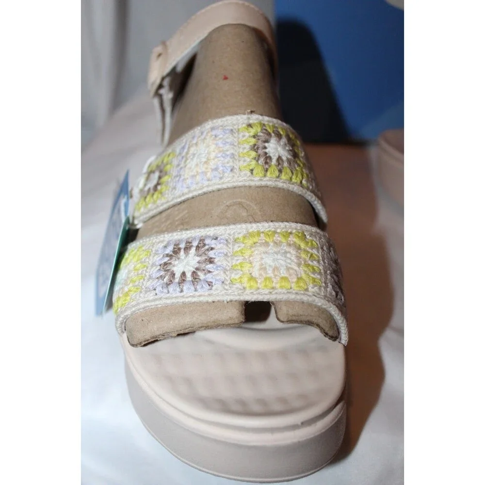 Hey Dude Women's Delray Crochet Classic Platform Sandals Egret/White US 11 NIB